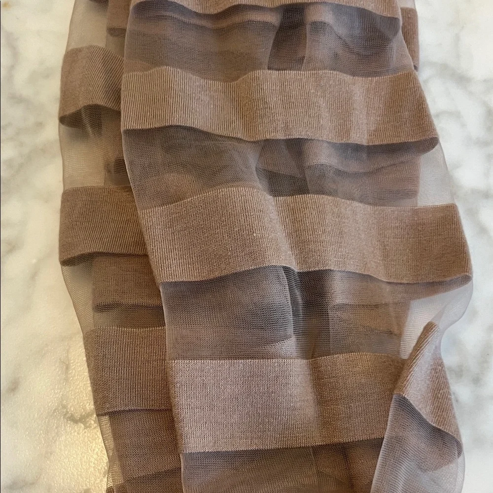 Elegant Tan Striped Infinity Scarf